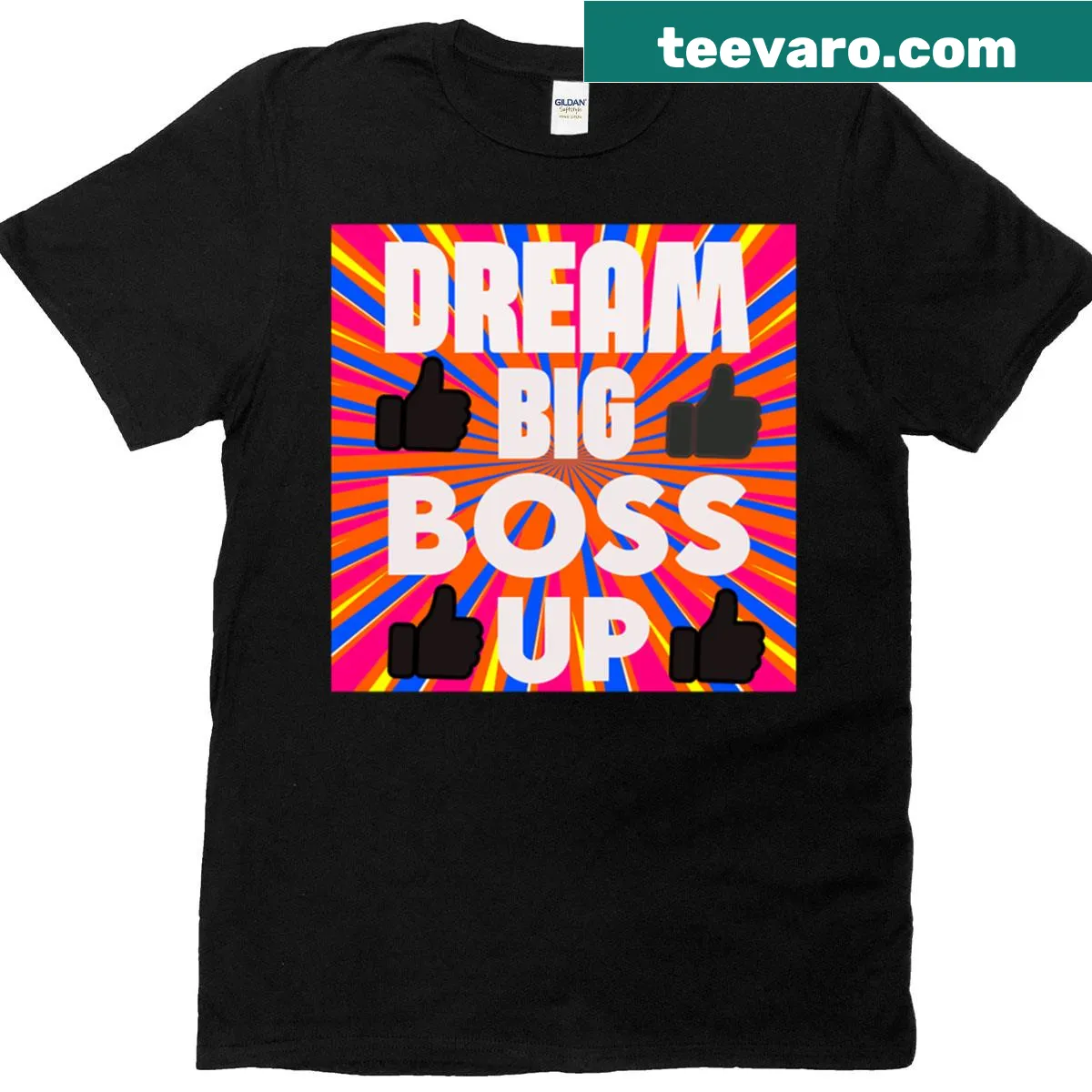 Inspirational T-shirt with 'Dream Big Boss Up' text — on a men's t-shirt