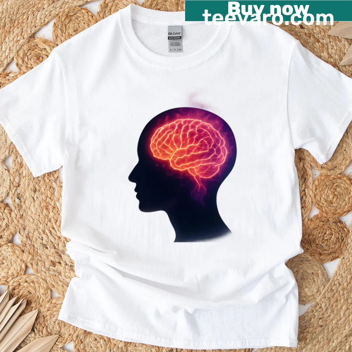 Electric Mind Awakening text shirt, inspirational design — on a men's t-shirt