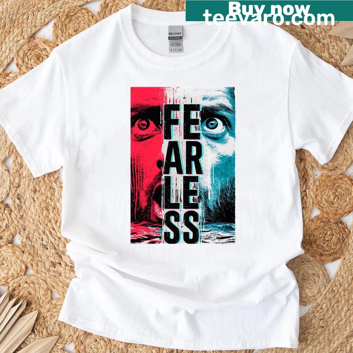 T-shirt with the phrase 'Fearless Grit' in bold typography. — on a men's t-shirt
