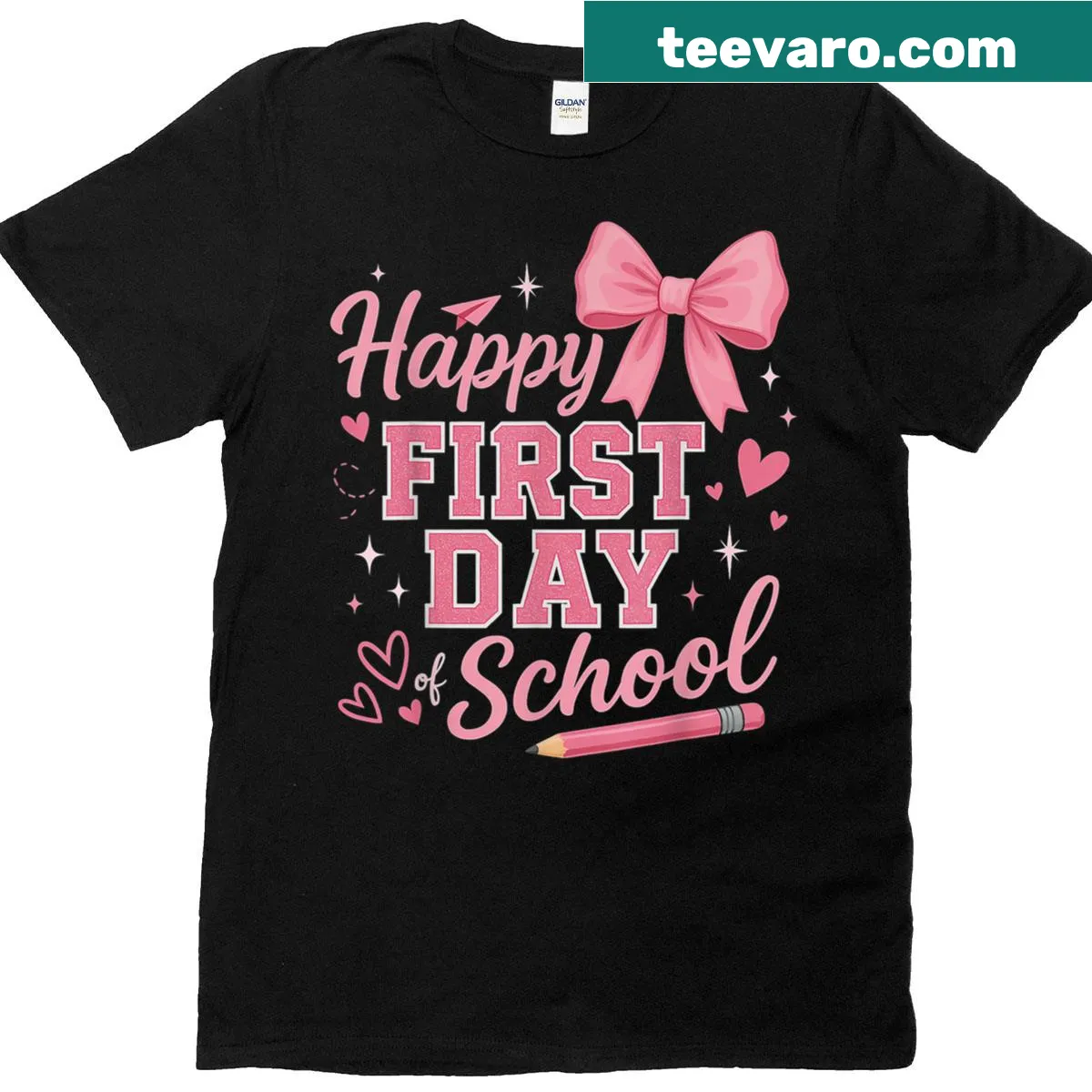 Whimsical teacher-student back-to-school t-shirt — on a men's t-shirt