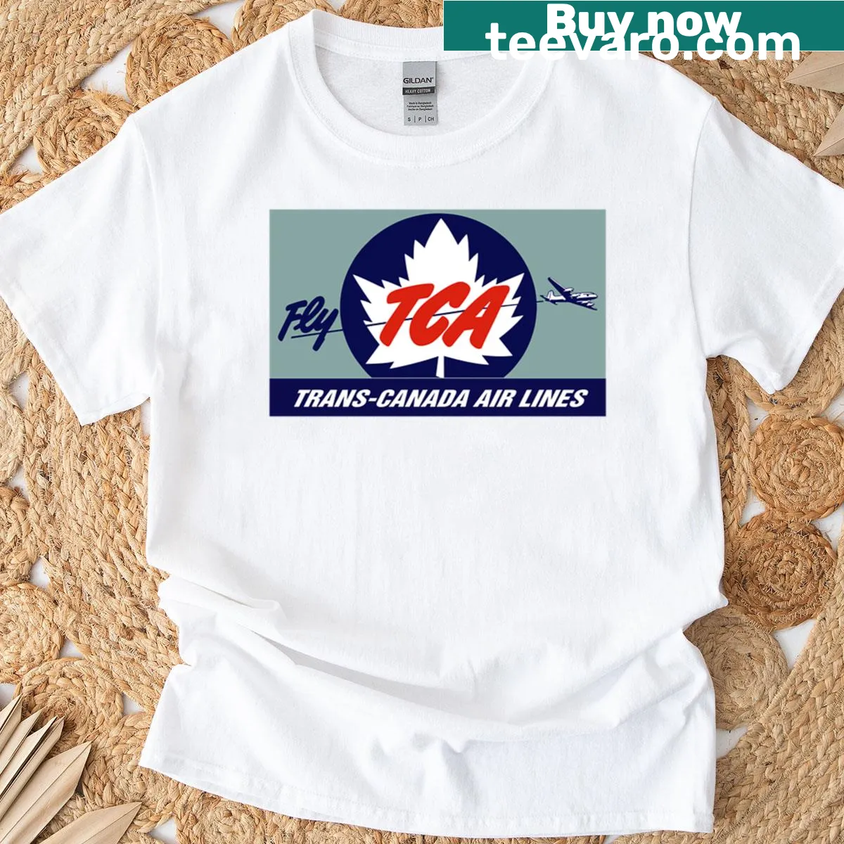 Vintage-style T-shirt featuring Trans-Canada Air Lines design — on a men's t-shirt