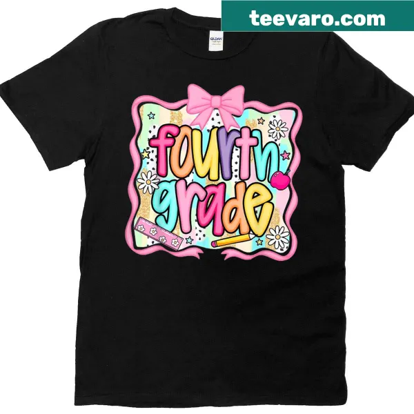 Floral design T-shirt for fourth grade girls back to school