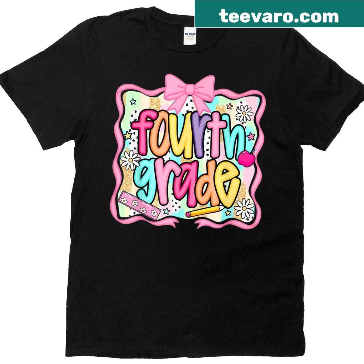 Floral design T-shirt for fourth grade girls back to school — on a men's t-shirt