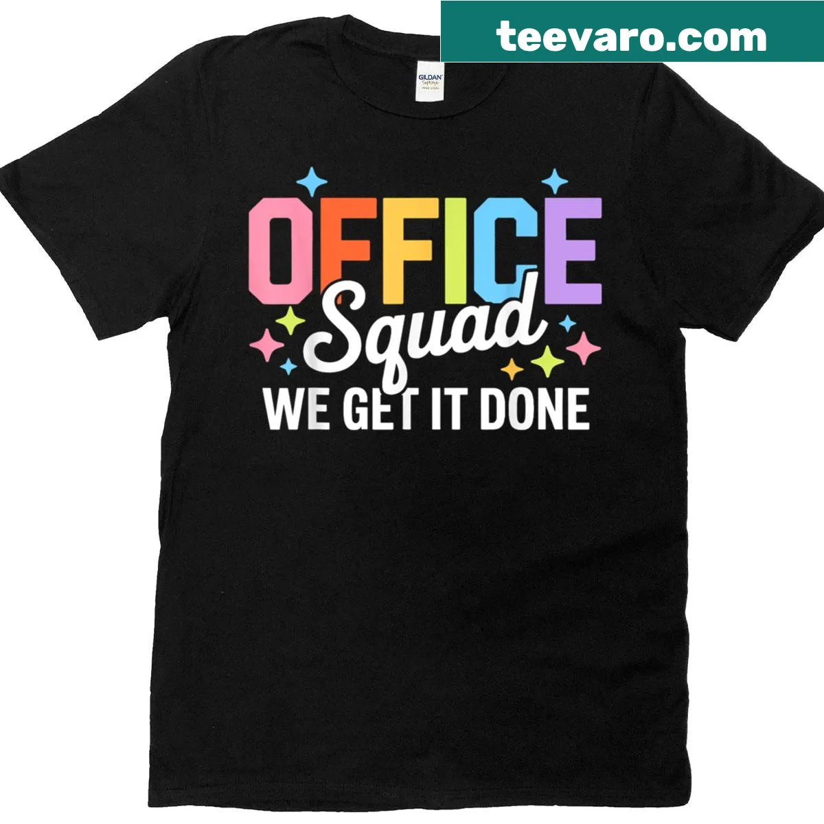 Teacher T-shirt with fun motivational office squad saying — on a men's t-shirt