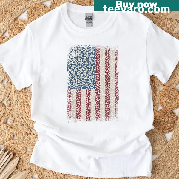 Kids T-shirt featuring American flag polka dots design