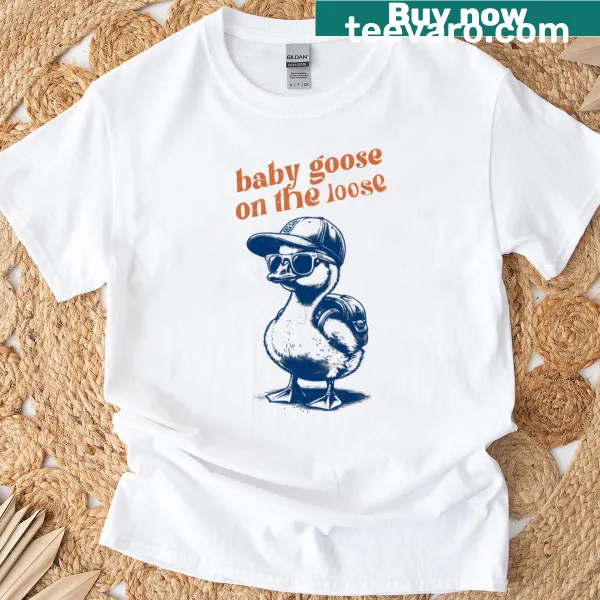 Illustrated baby goose design for back-to-school fun on a t-shirt
