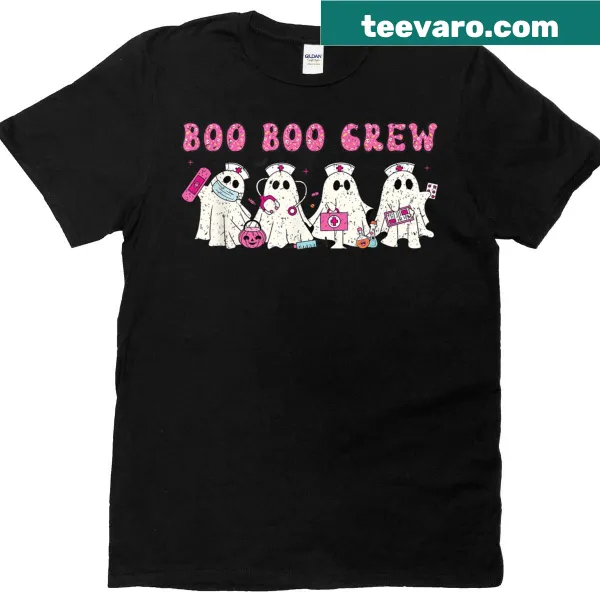 Halloween themed t-shirt with a ghost nurse and 'Boo Boo Crew' text