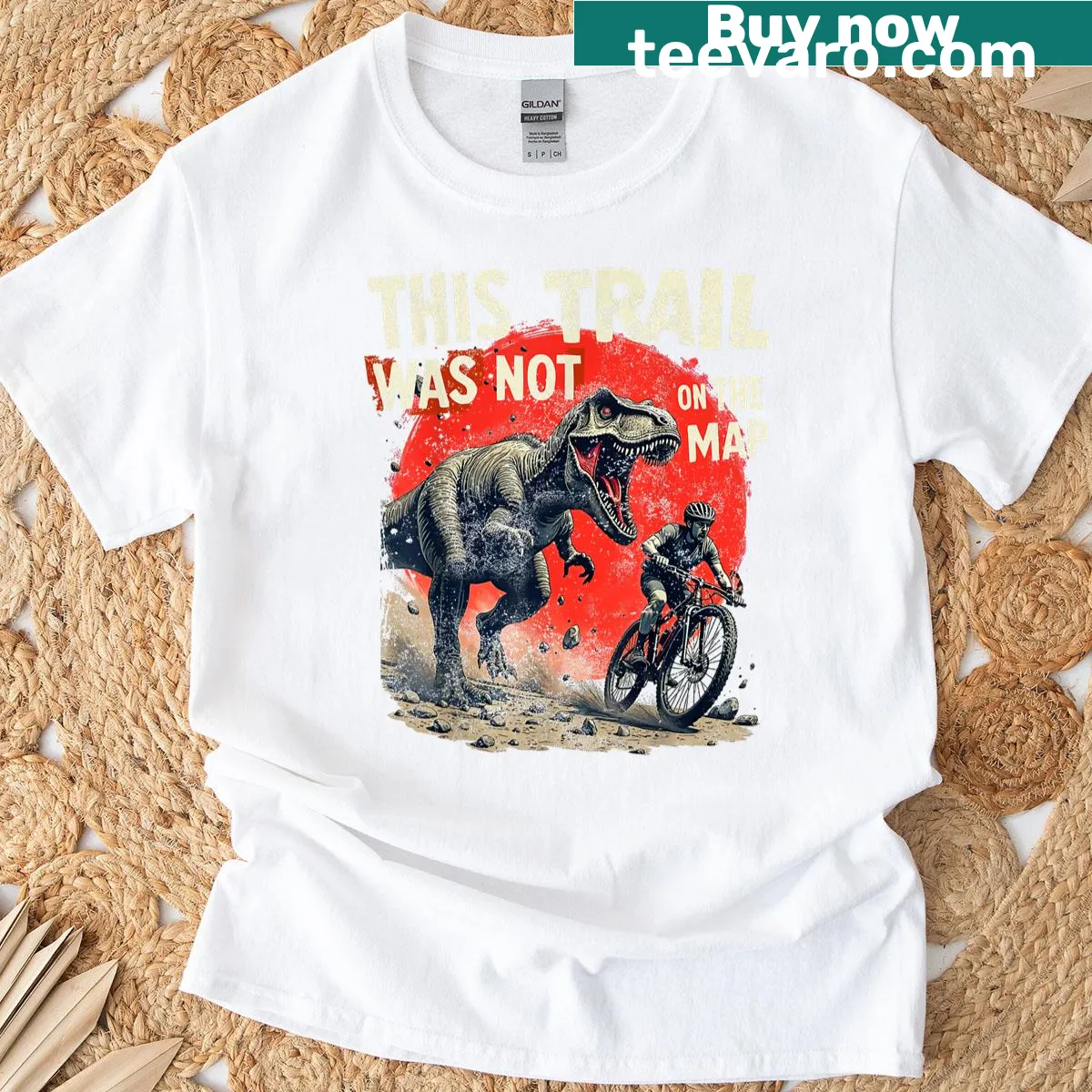 Dynamic graphic of a mountain biker on a t-shirt. — on a men's t-shirt