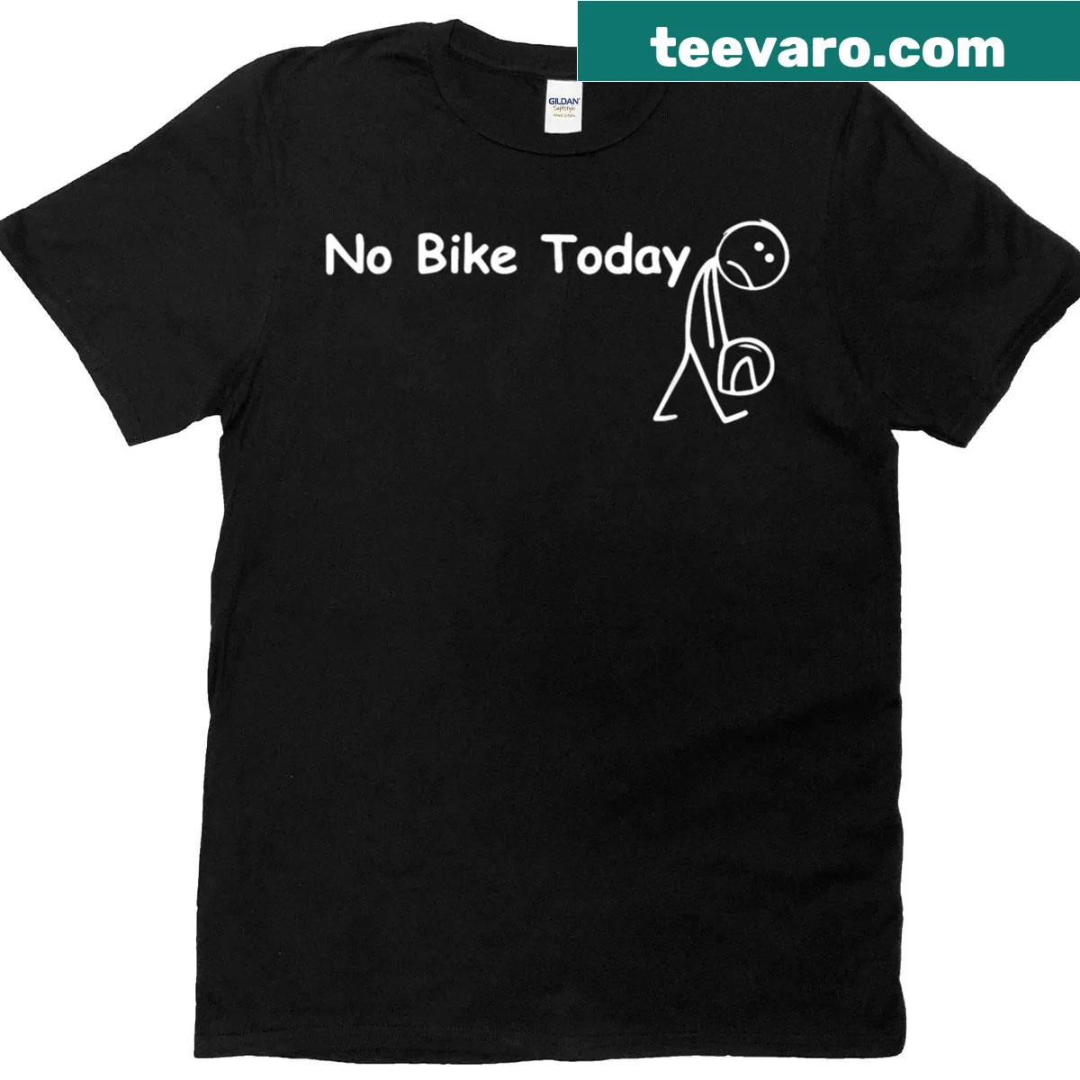 Funny biking T-shirt stating No Bike Today — on a men's t-shirt