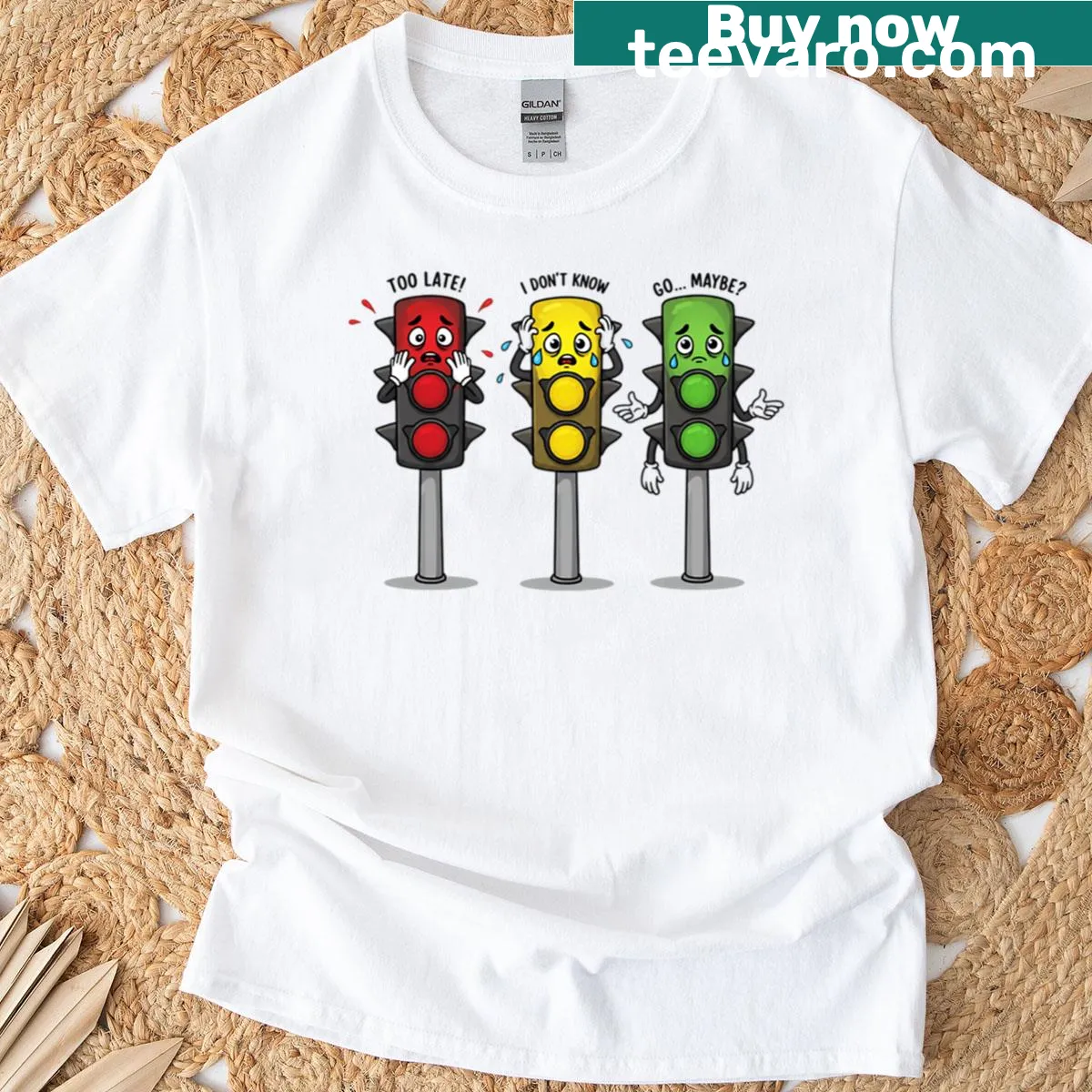 Funny traffic lights design on a casual t-shirt — on a men's t-shirt