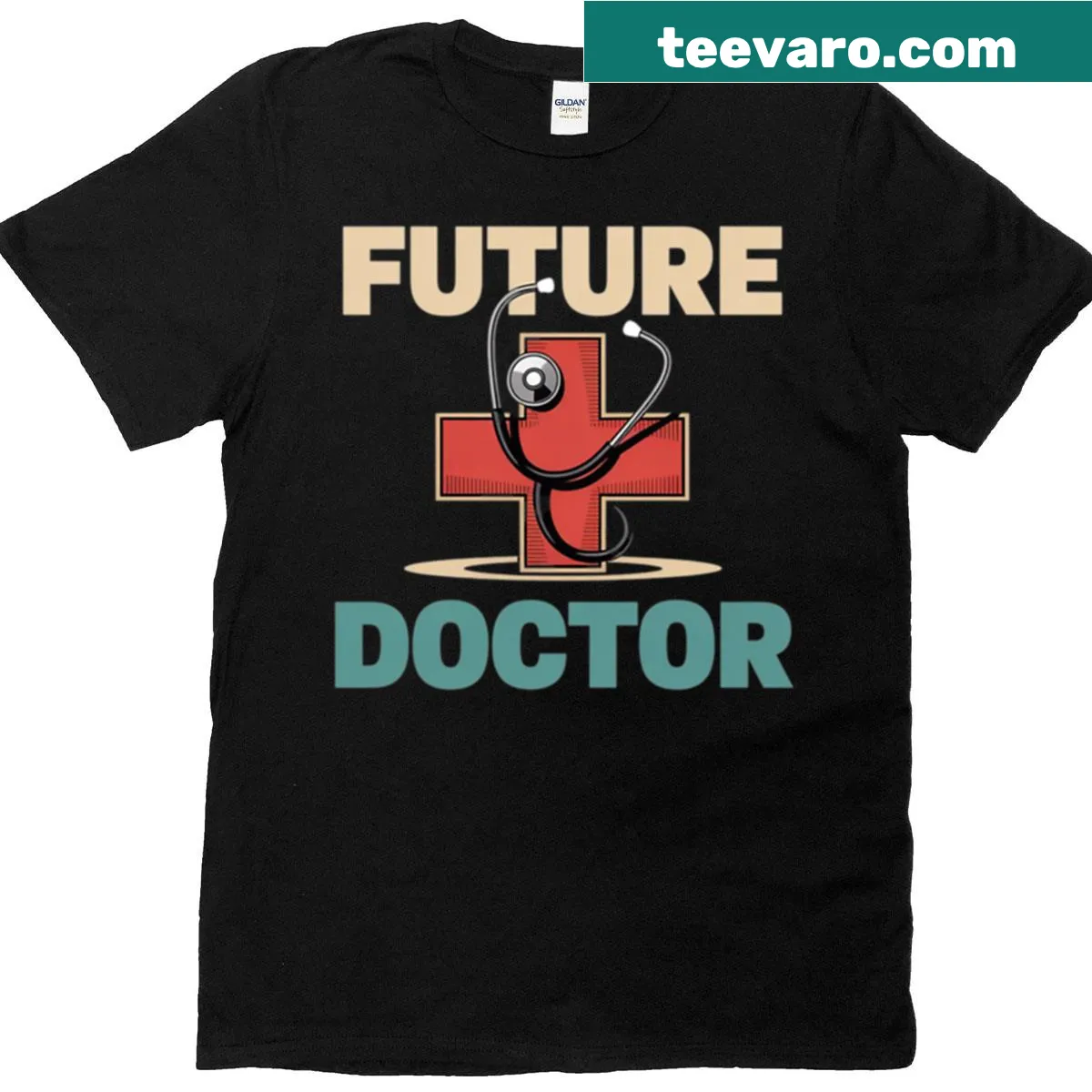 T-shirt with stethoscope and medical cross symbol for future doctors — on a men's t-shirt