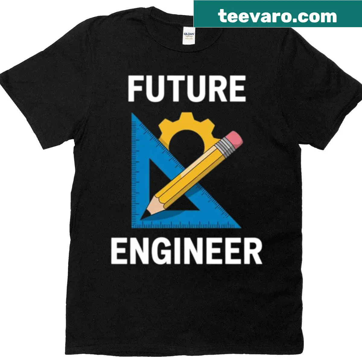 Inspirational design featuring a pencil and ruler for future engineers — on a men's t-shirt