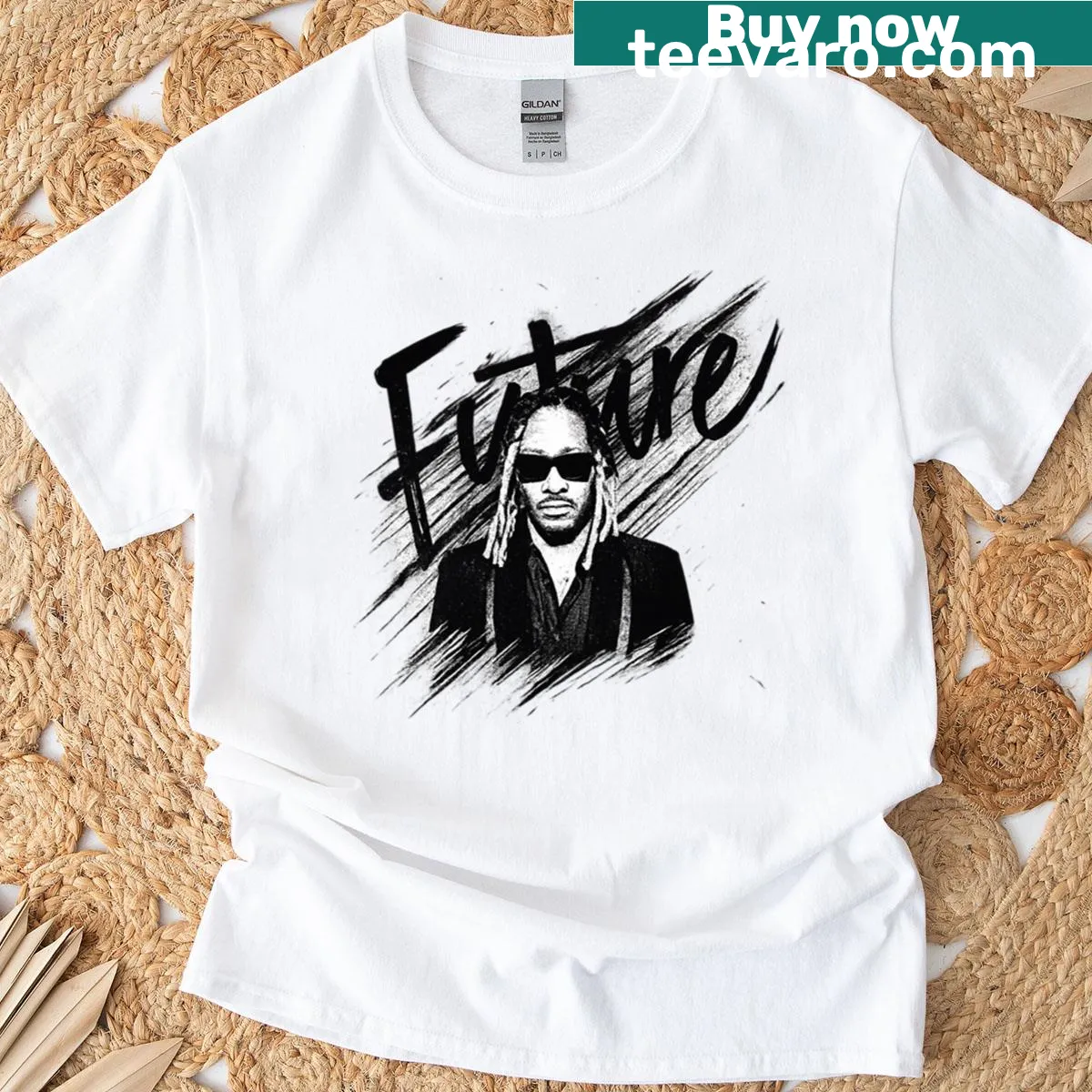 Inspirational typography t-shirt with 'Future Vision' text — on a men's t-shirt