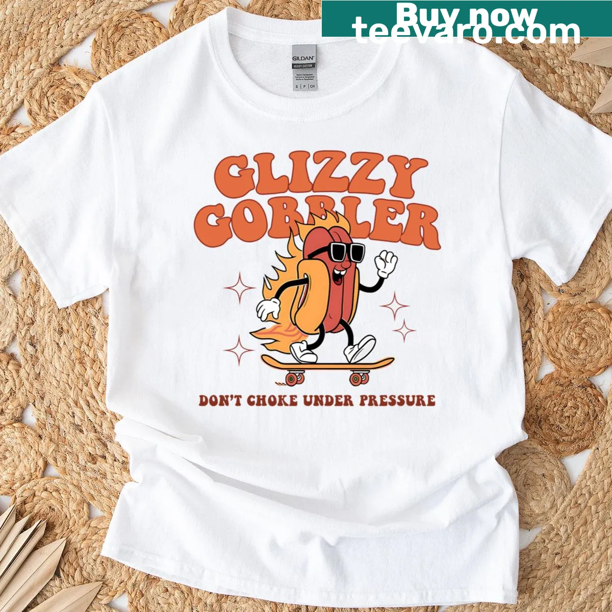 Edgy 'Glizzy Gobbler' t-shirt with a humorous design for Gen Z — on a men's t-shirt
