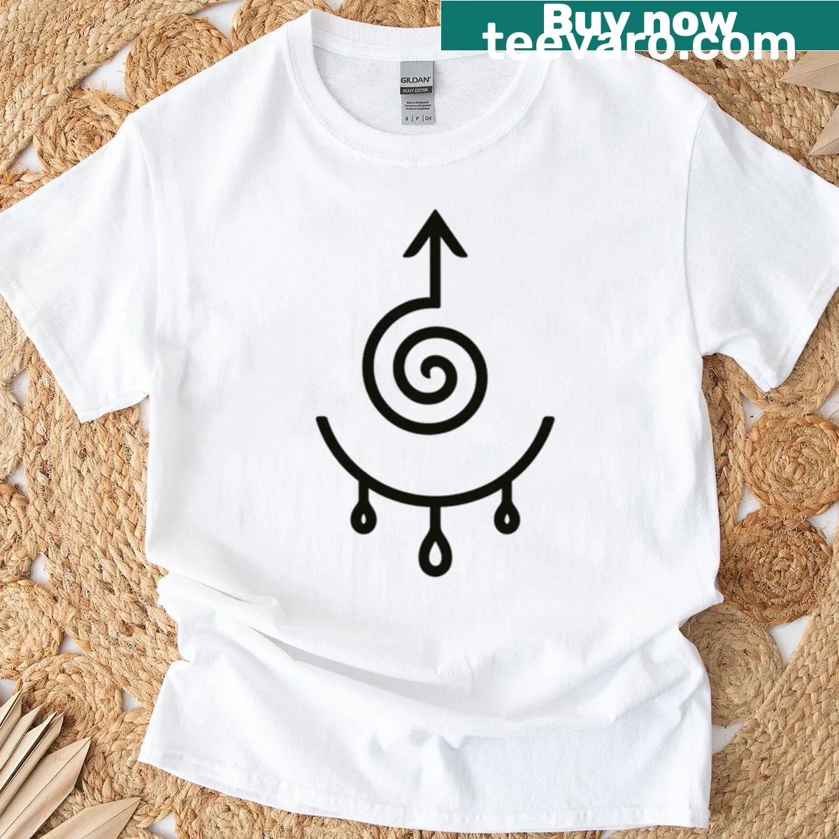 Typography T-shirt representing sustainability and flow — on a men's t-shirt
