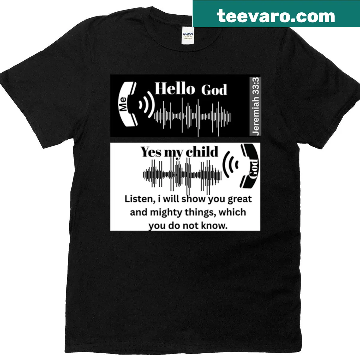 Inspirational T-shirt featuring Jeremiah 33:3 design — on a men's t-shirt
