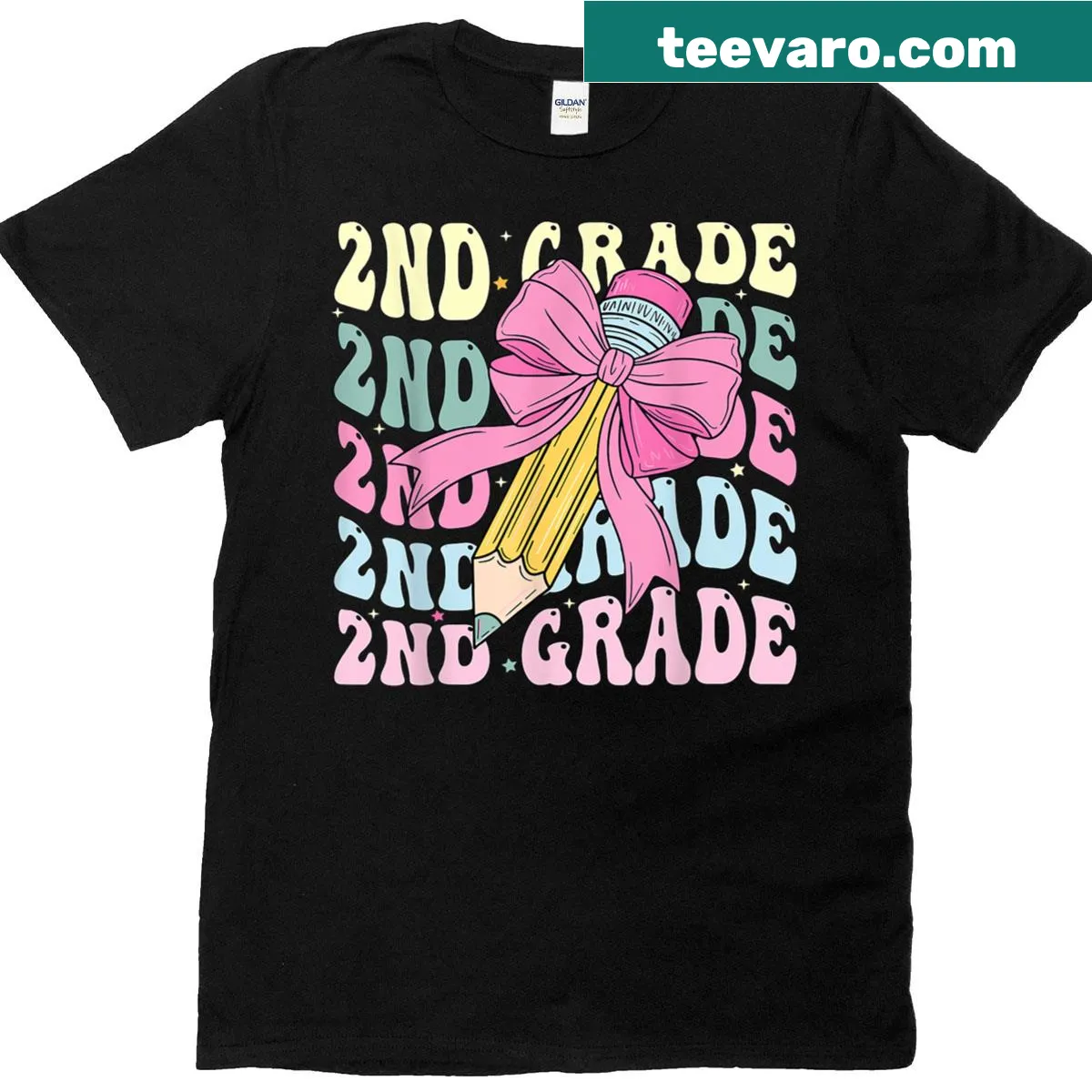 Groovy T-shirt for kids celebrating the start of second grade — on a men's t-shirt