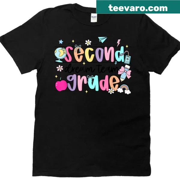 Groovy teacher T-shirt for second grade with playful design
