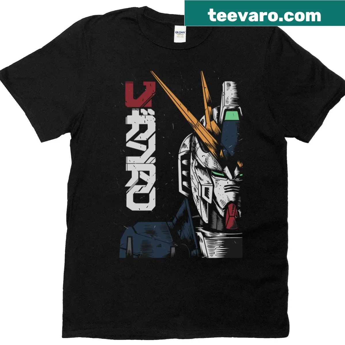 Illustration of Gundam Nu on a T-shirt for sci-fi fans — on a men's t-shirt