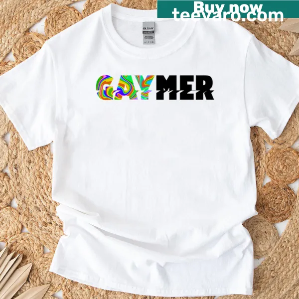 Cheerful gaming-themed illustration on a colorful t-shirt