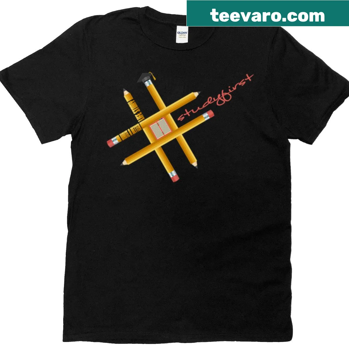 Witty 'Hashtag Study' text in bold typography for students. — on a men's t-shirt