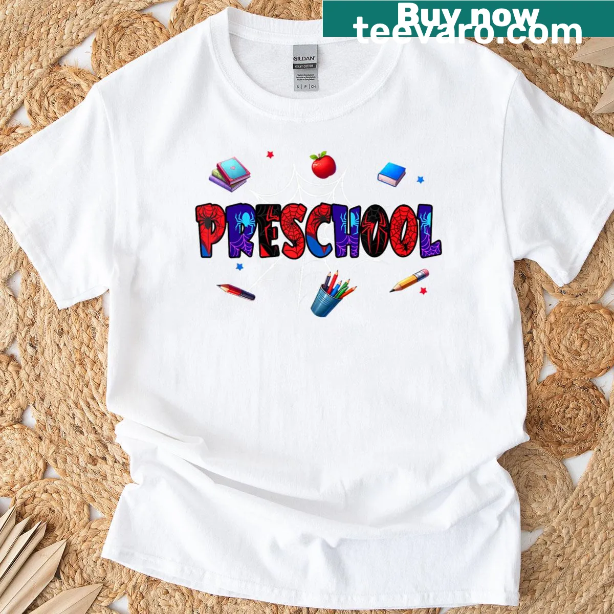 Cute Preschool T-shirt with a spider graphic for kids — on a men's t-shirt