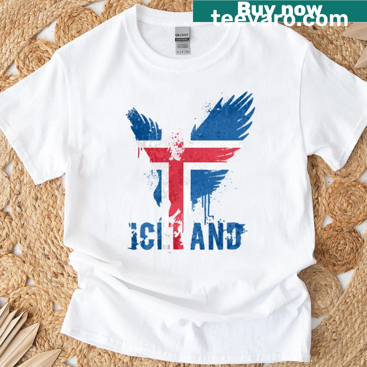 Illustration of an Icelandic eagle in flight — on a men's t-shirt