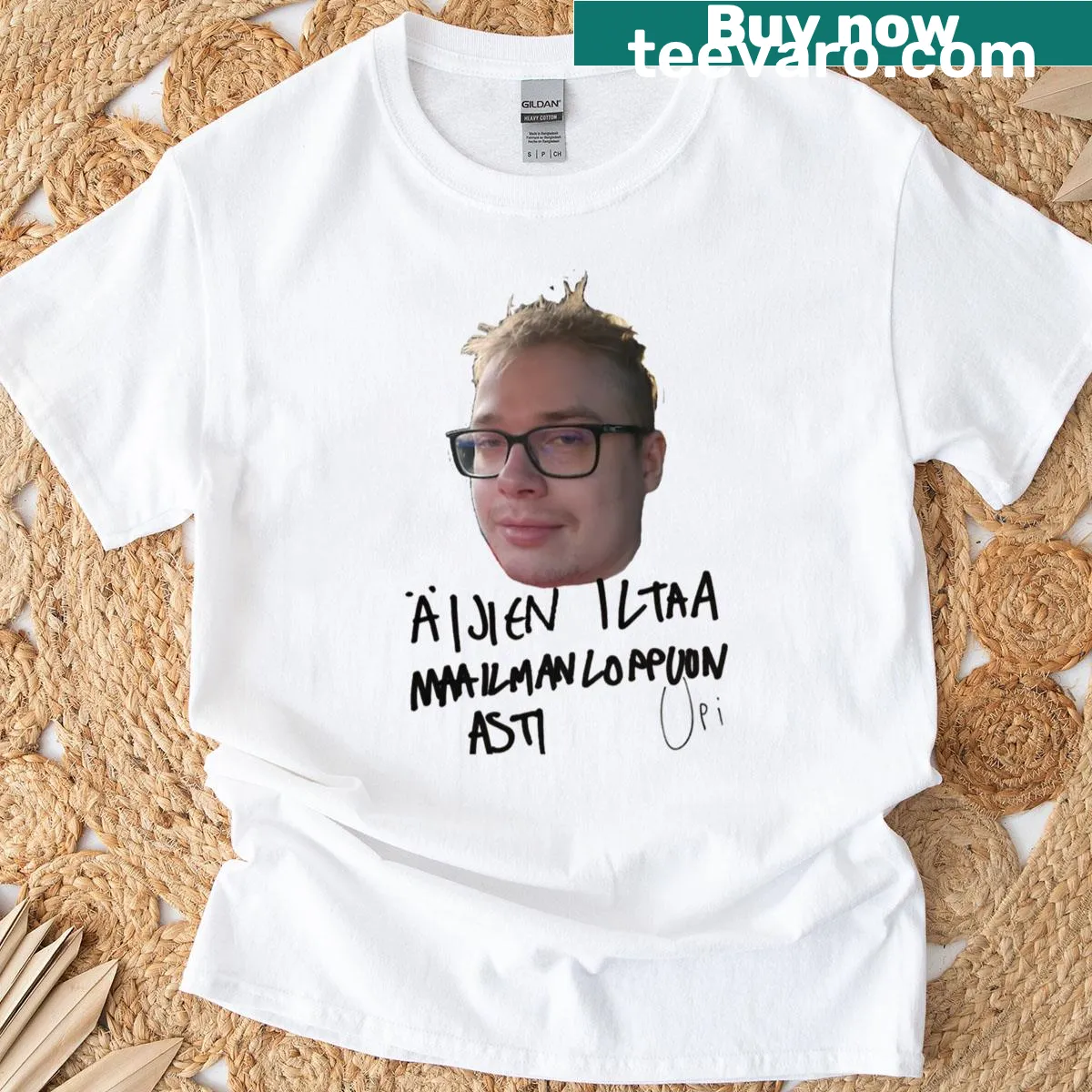 Imaginative T-shirt with a whimsical phrase — on a men's t-shirt