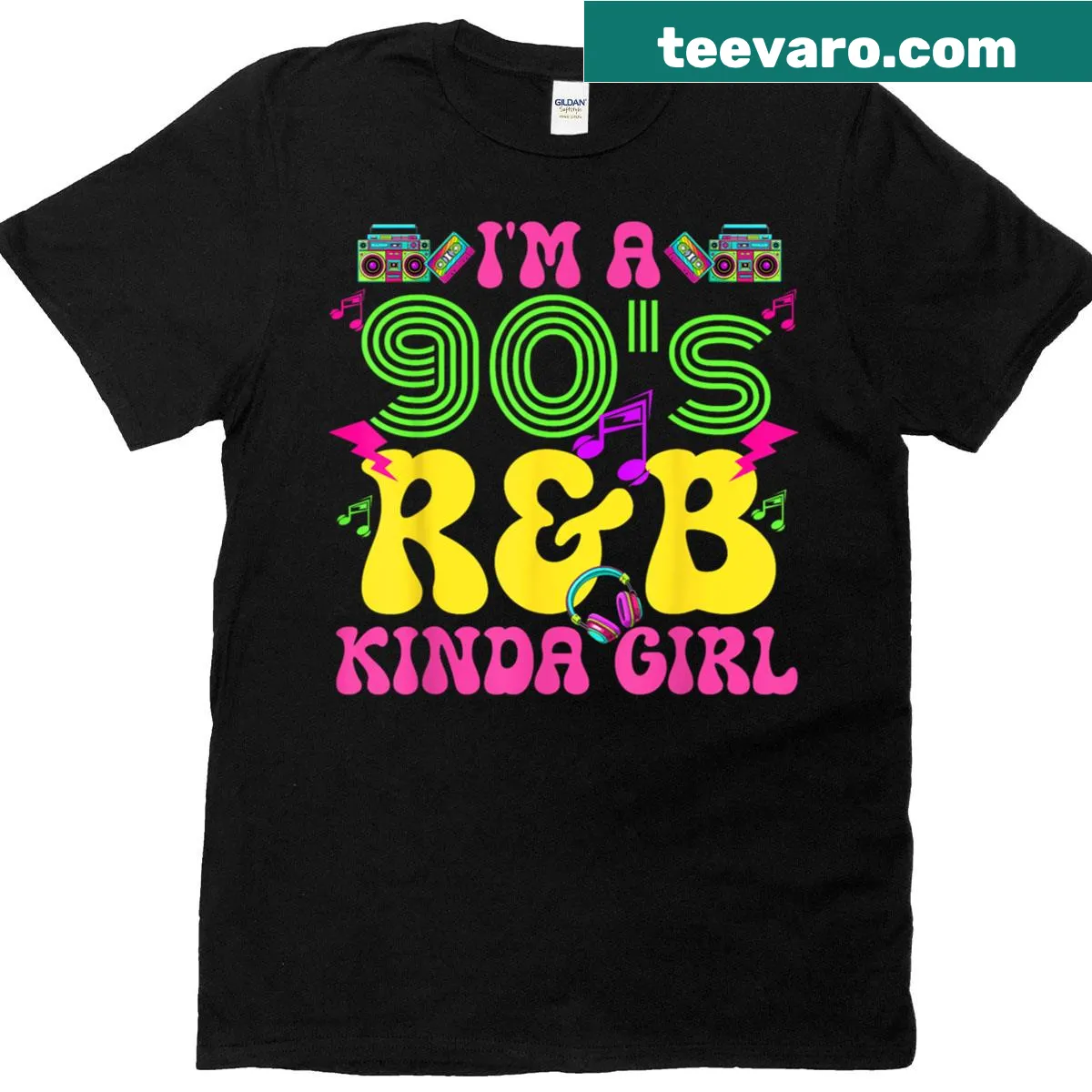 Retro design celebrating 90s R&B music on a t-shirt — on a men's t-shirt