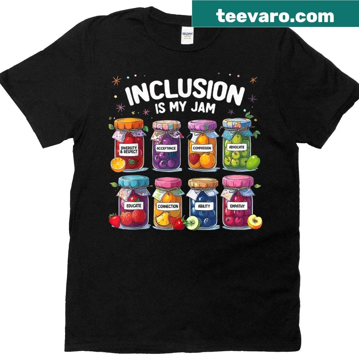T-shirt with 'Inclusion Is My Jam' empowering message — on a men's t-shirt