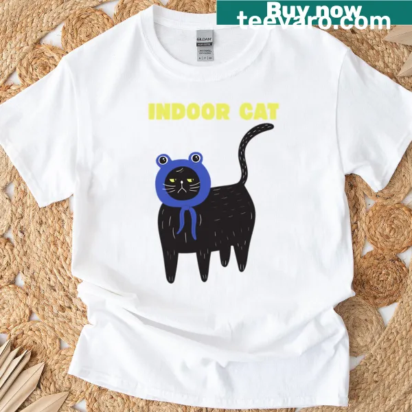 Illustration of an indoor cat wearing a whimsical hat