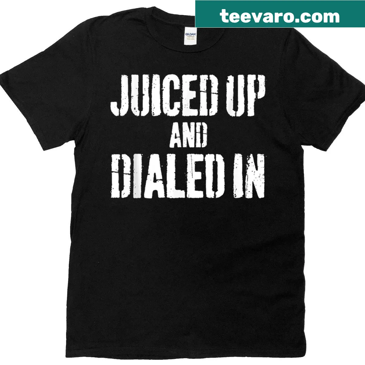 Motivational gym T-shirt with workout phrase — on a men's t-shirt