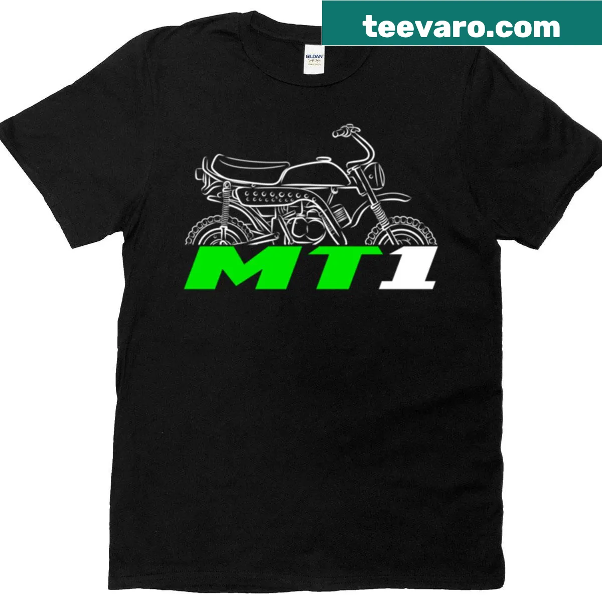 Vintage Kawasaki Kv75 Mt1 motorcycle t-shirt from 1971-1972 — on a men's t-shirt