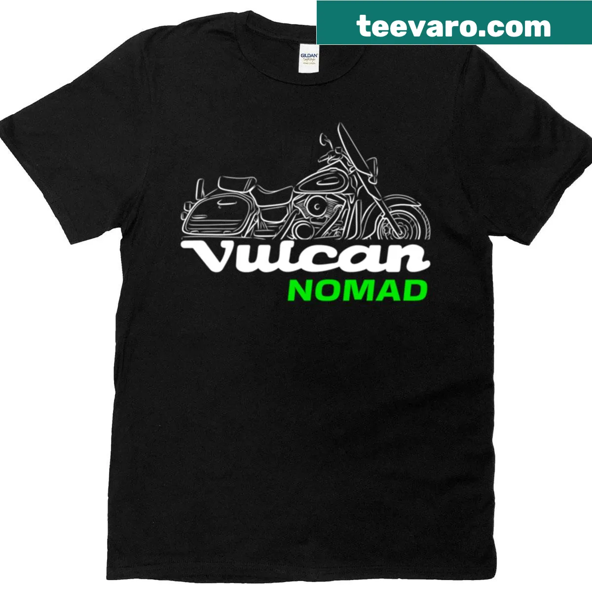 Kawasaki Vn1500 Nomad motorcycle graphic T-shirt — on a men's t-shirt