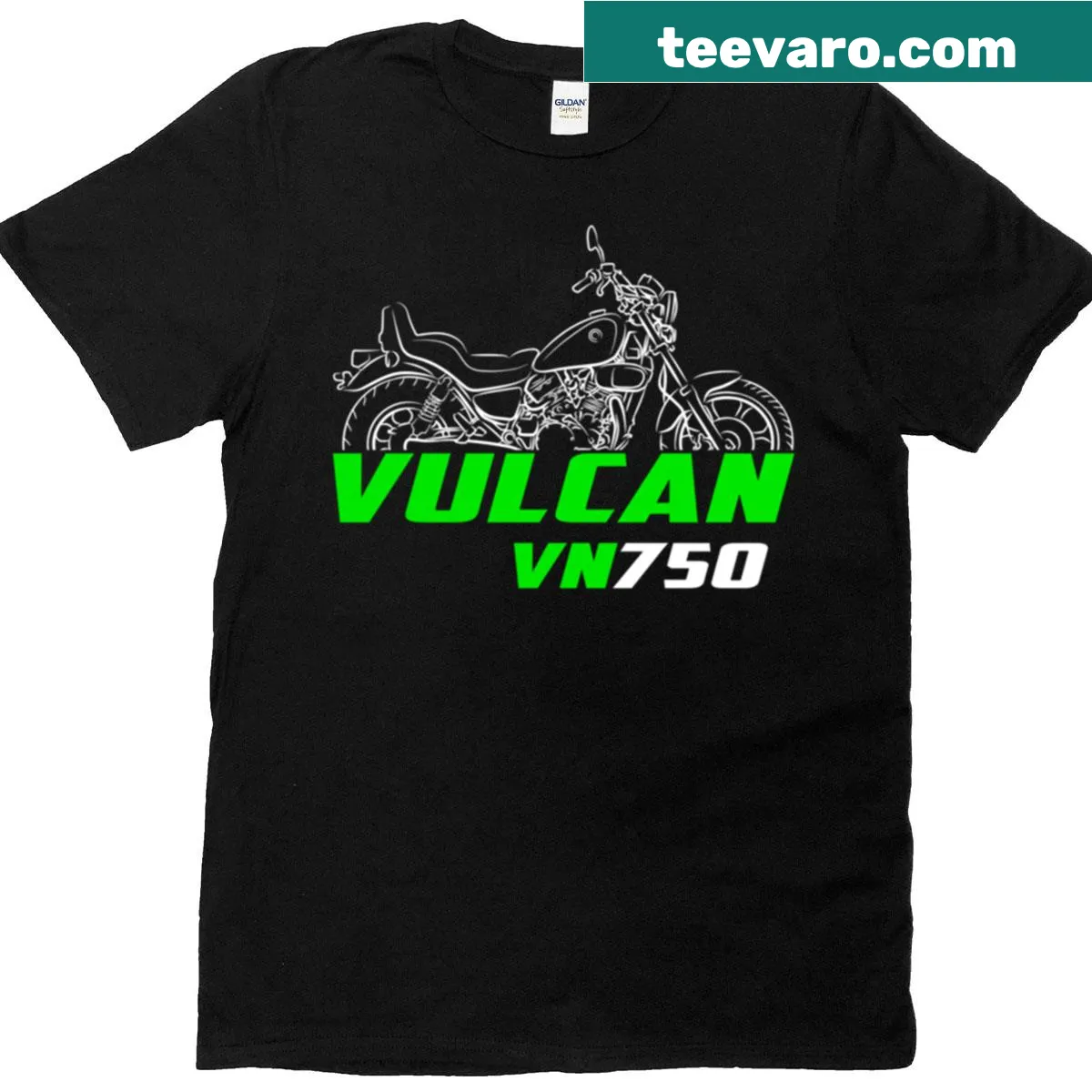 Kawasaki Vn750 Vulcan motorcycle graphic T-shirt — on a men's t-shirt