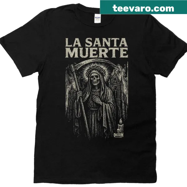 La Santa Muerte design T-shirt with doom metal religious icon art