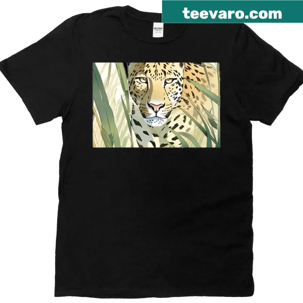 Cute leopard cub illustration with big baby eyes on a t-shirt
