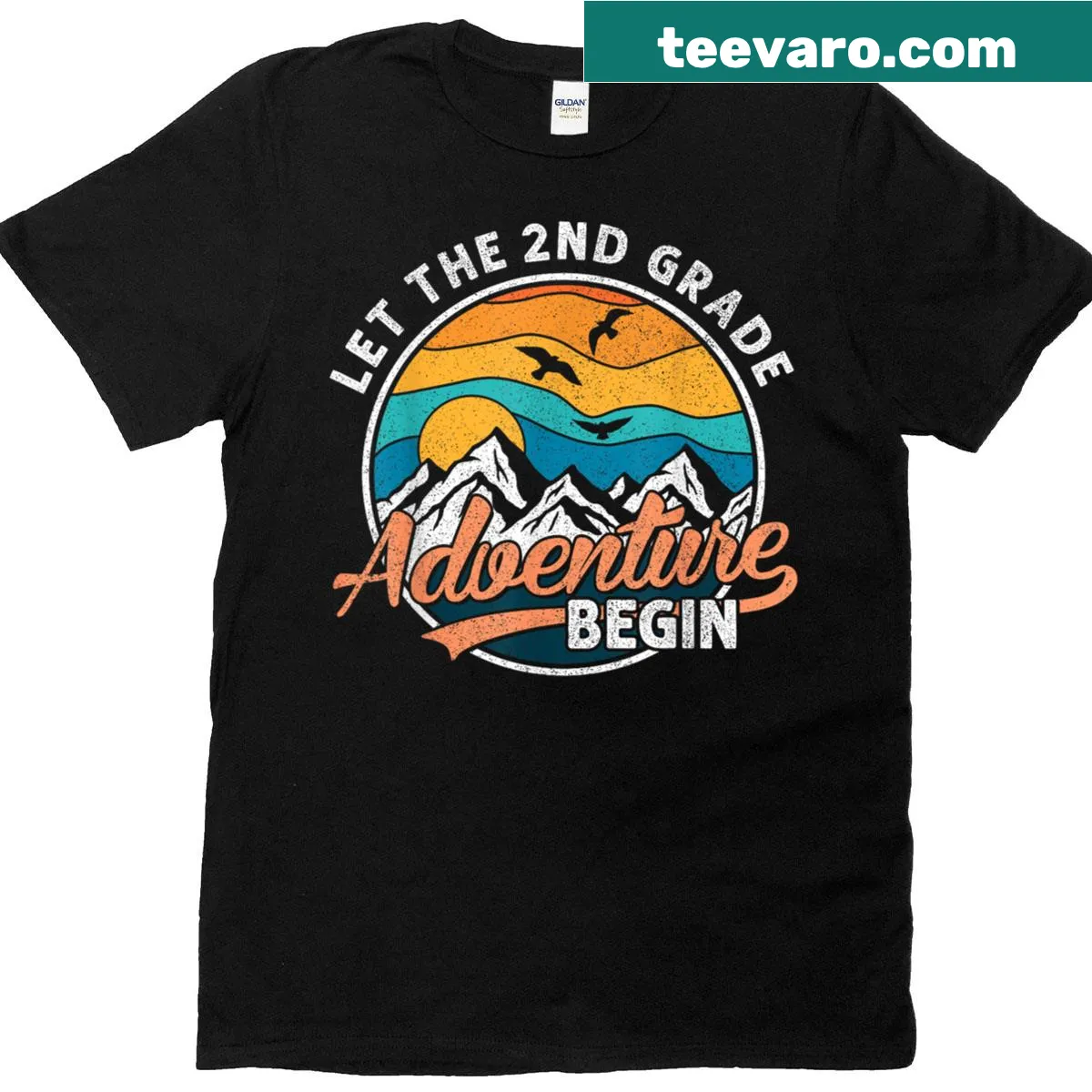 Fun T-shirt celebrating 2nd grade adventure with playful graphics — on a men's t-shirt