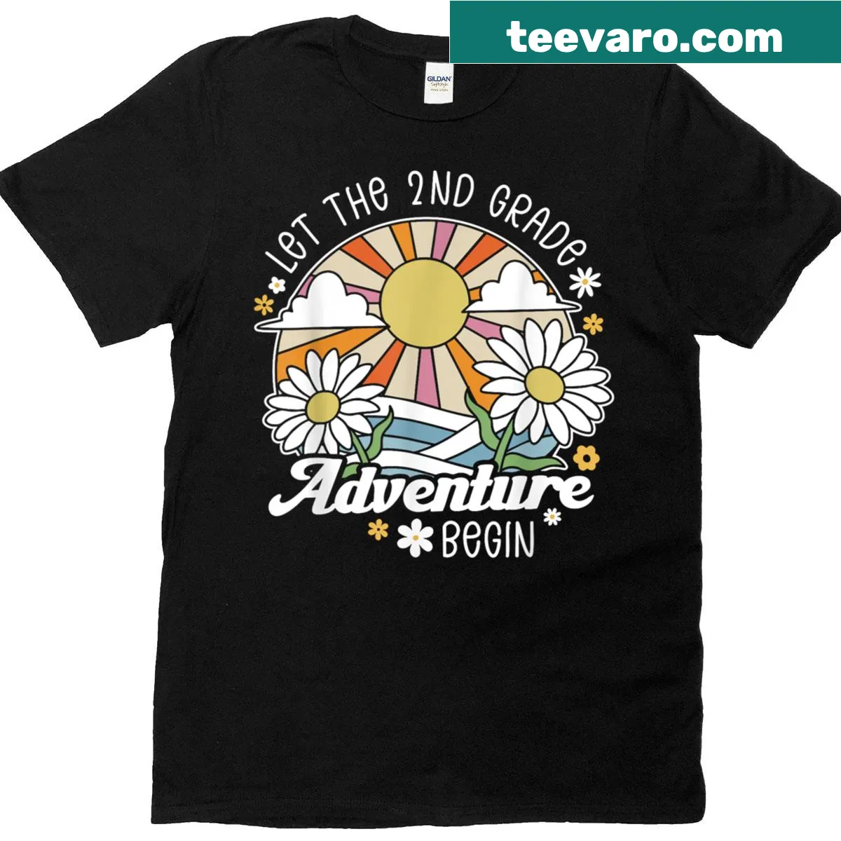 Retro T-shirt for 2nd graders starting school adventure — on a men's t-shirt