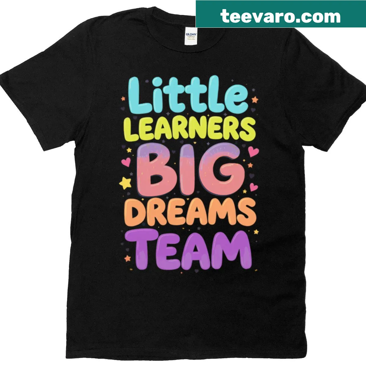 Illustration of 'Little Learners Big Dreams' on a kids' t-shirt — on a men's t-shirt