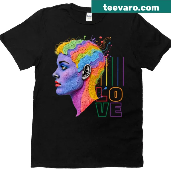 Psychedelic rainbow head art T-shirt with abstract typography