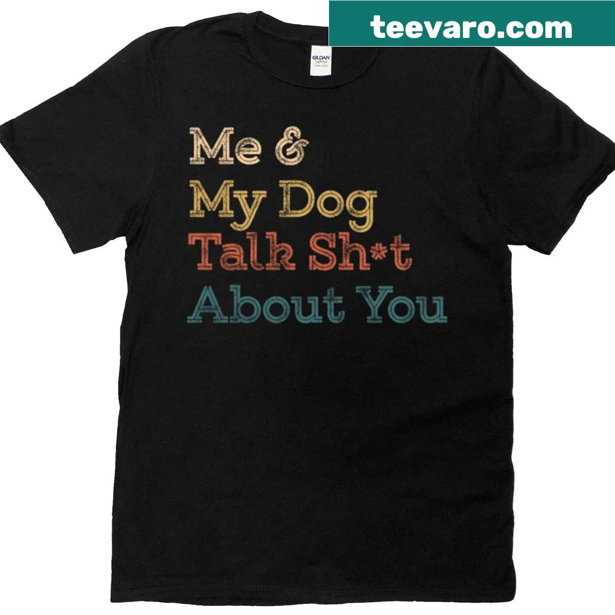 Funny T-shirt with a pun about dogs and companionship — on a men's t-shirt