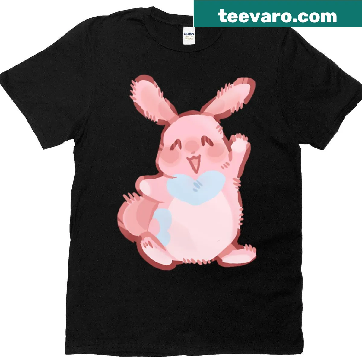 Cartoon Melffy Rabby graphic T-shirt for animal lovers — on a men's t-shirt