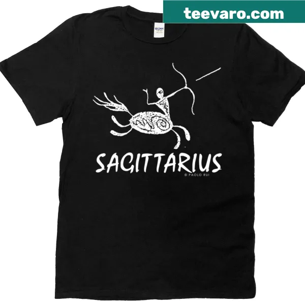 Sagittarius zodiac symbol illustrated on a stylish T-shirt