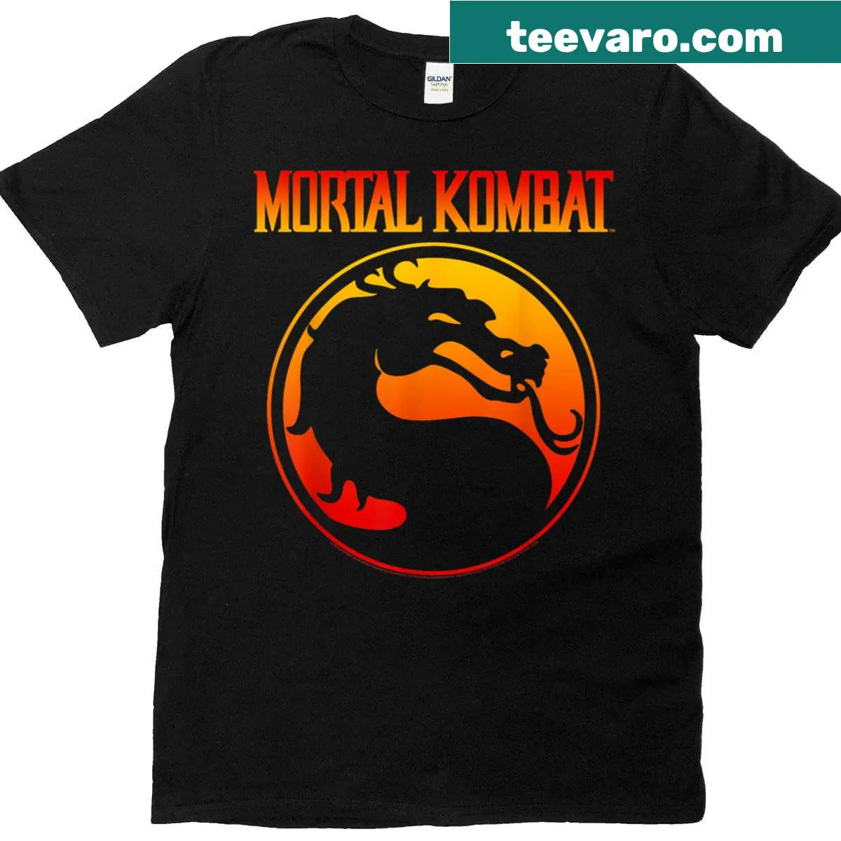 Retro Mortal Kombat dragon logo on a gaming T-shirt. — on a men's t-shirt