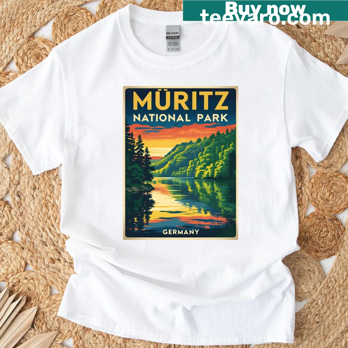 Nature-themed Mritz National Park graphic t-shirt — on a men's t-shirt