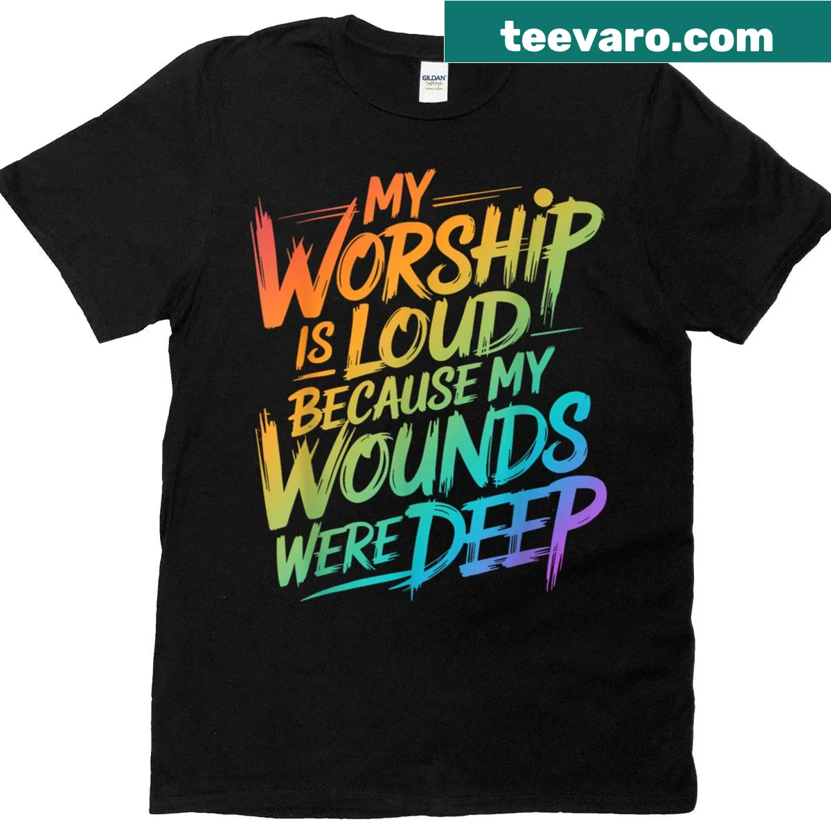Inspirational text design on a faith-themed t-shirt — on a men's t-shirt