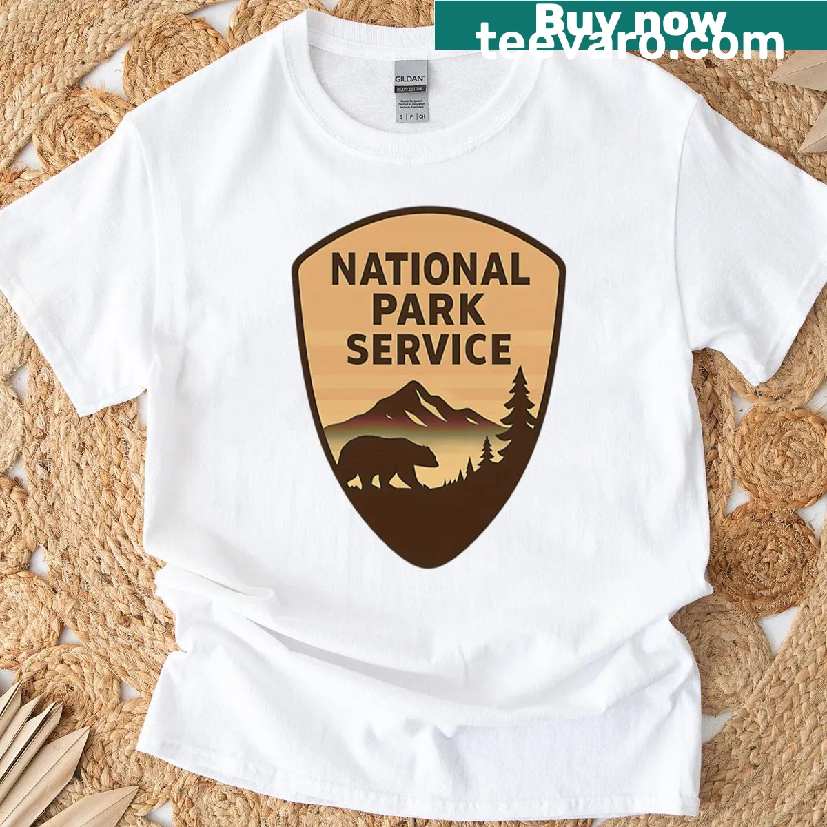 T-shirt featuring National Park Service emblem — on a men's t-shirt