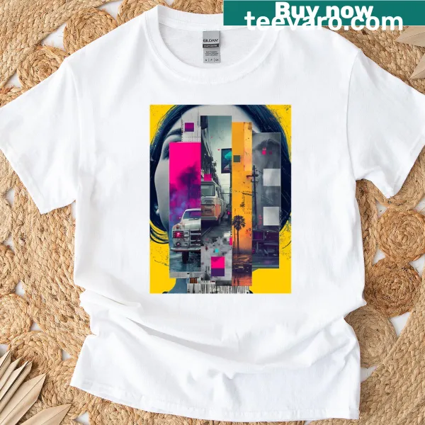 Urban-themed Neon Construct city pulse graphic t-shirt