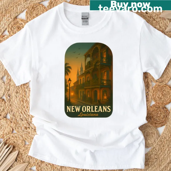 New Orleans T-shirt featuring iconic symbols of the city